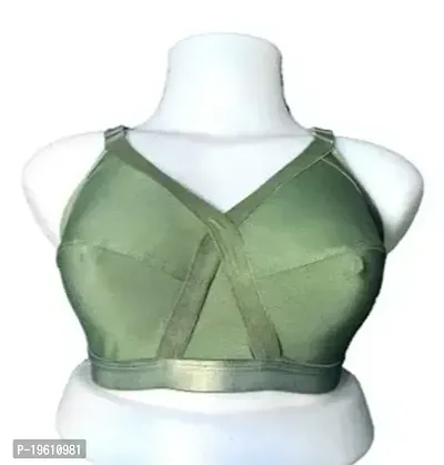 Stylish Green Polyester Spandex Solid Bras For Women