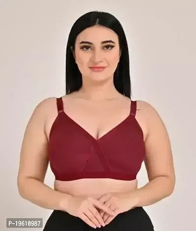 Stylish Maroon Polyester Spandex Solid Bras For Women-thumb0