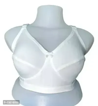 Stylish White Polyester Spandex Solid Bras For Women