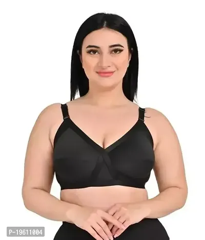 Stylish Black Polyester Spandex Solid Bras For Women