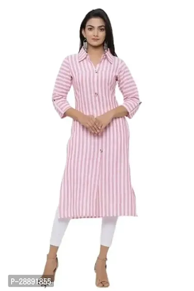 Stylish Pink Cotton Blend Kurta For Women-thumb0