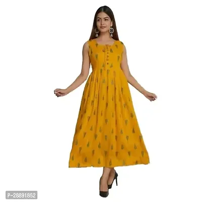 Stylish Yellow Cotton Blend Kurta For Women-thumb0