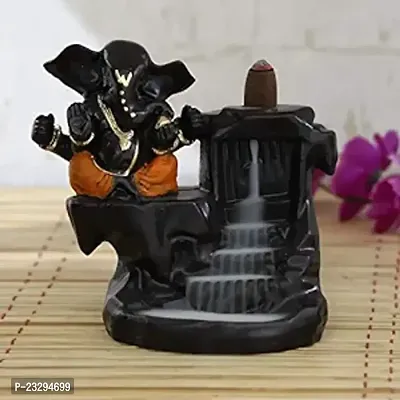 New Orange Ganesha Smoke Fountain Backflow Waterfall Cone Incense Holder Showpiece-thumb0