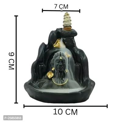 Adiyogi Smoke Fountain Incense Holder Decorative Showpiece with 11 Cone insenses (Conical, Black)- Size - 7X7X12CM-thumb2