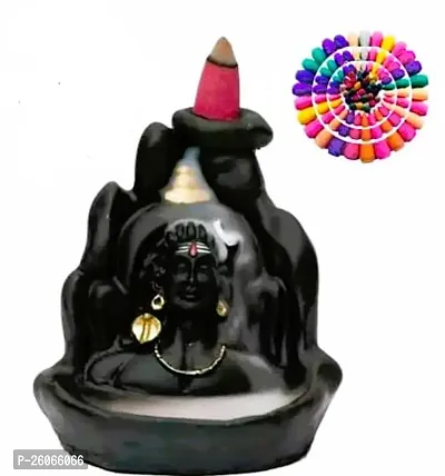 Adiyogi Smoke Fountain Incense Holder Decorative Showpiece with 11 Cone insenses (Conical, Black)- Size - 7X7X12CM-thumb3