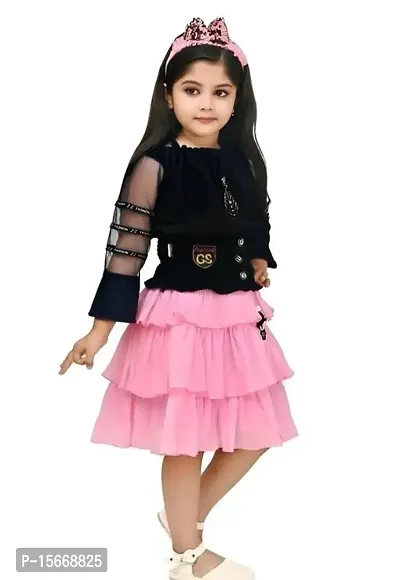 HIPPOSIPPO Produce Girls 3/4SleeveTop And Knee Length Skirt For Ethnic, Festive  Party Wear.-thumb2