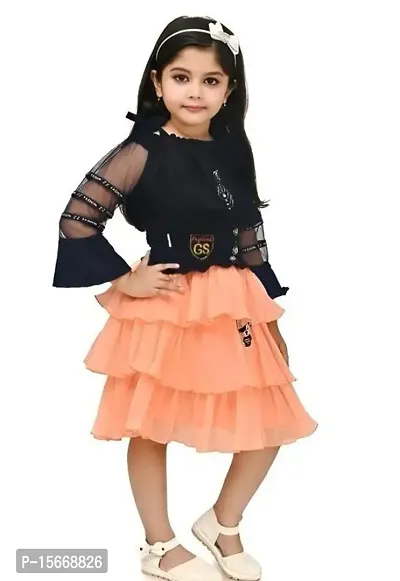 HIPPOSIPPO Produce Girls 3/4SleeveTop And Knee Length Skirt For Ethnic, Festive  Party Wear.-thumb3
