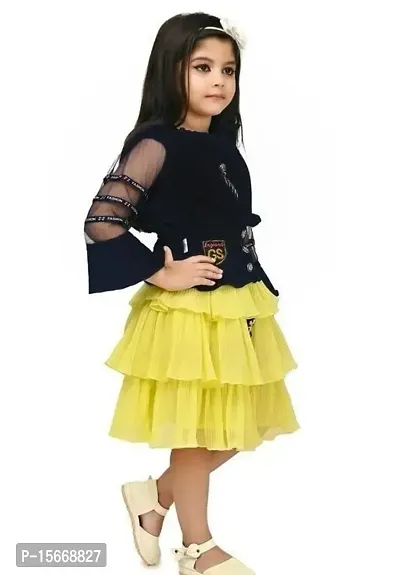 Girls Three Fourth Sleevetop And Knee Length Skirt For Ethnic-thumb2