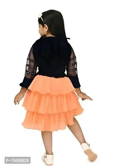 HIPPOSIPPO Produce Girls 3/4SleeveTop And Knee Length Skirt For Ethnic, Festive  Party Wear.-thumb2