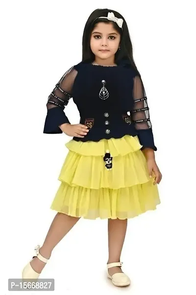 Girls Three Fourth Sleevetop And Knee Length Skirt For Ethnic