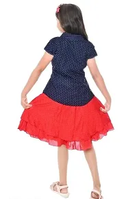 Fashionable Girls Red Color Knee Length Skirt  Short Sleeve Top Set-thumb2