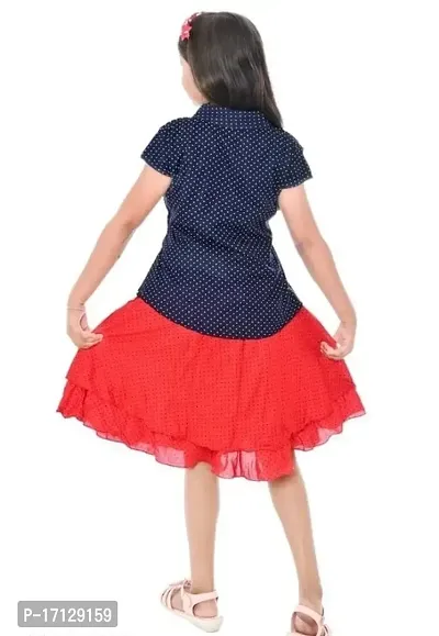 Fashionable Girls Red Color Knee Length Skirt  Short Sleeve Top Set-thumb3