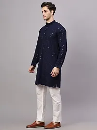 Reliable Blue Rayon Embroidered Kurta And Bottom Sets For Men-thumb2