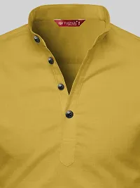 Reliable Yellow Cotton Solid Short Length Kurta For Men-thumb1