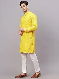 Reliable Yellow Rayon Embroidered Kurta And Bottom Sets For Men-thumb2