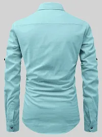 Reliable Turquoise Cotton Solid Short Length Kurta For Men-thumb4