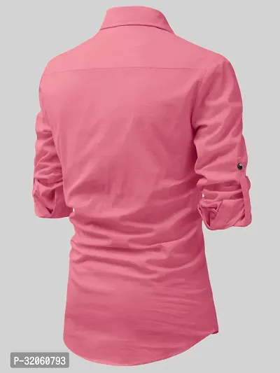 Reliable Pink Cotton Solid Short Length Kurta For Men-thumb2