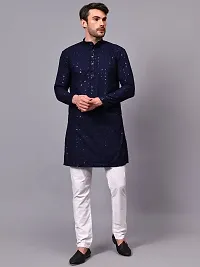 Reliable Blue Rayon Embroidered Kurta And Bottom Sets For Men-thumb2