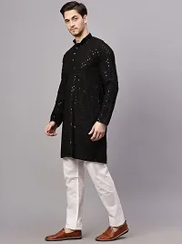 Reliable Black Rayon Embroidered Kurta And Bottom Sets For Men-thumb2