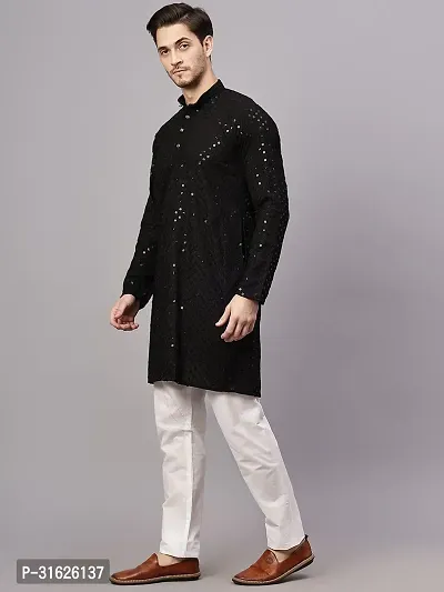 Reliable Black Rayon Embroidered Kurta And Bottom Sets For Men-thumb3