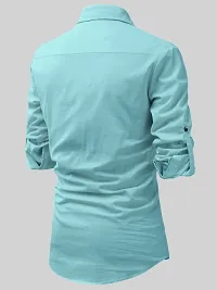 Reliable Turquoise Cotton Solid Short Length Kurta For Men-thumb1