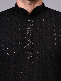 Reliable Black Rayon Embroidered Kurta And Bottom Sets For Men-thumb1