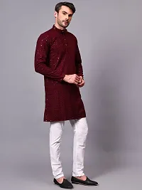 Reliable Maroon Rayon Embroidered Kurta And Bottom Sets For Men-thumb2