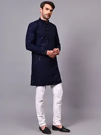 Reliable Blue Rayon Embroidered Kurta And Bottom Sets For Men-thumb3