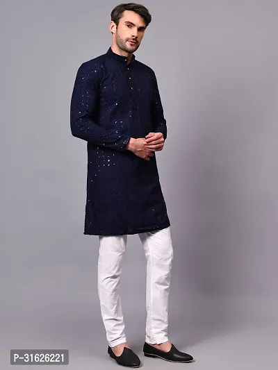 Reliable Blue Rayon Embroidered Kurta And Bottom Sets For Men-thumb4