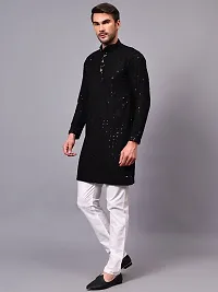 Reliable Black Rayon Embroidered Kurta And Bottom Sets For Men-thumb3