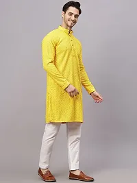 Reliable Yellow Rayon Embroidered Kurta And Bottom Sets For Men-thumb3