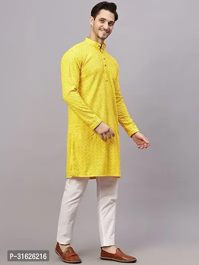 Reliable Yellow Rayon Embroidered Kurta And Bottom Sets For Men-thumb4