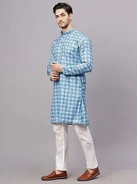 Reliable Olive Rayon Printed Knee Length Kurta For Men-thumb2