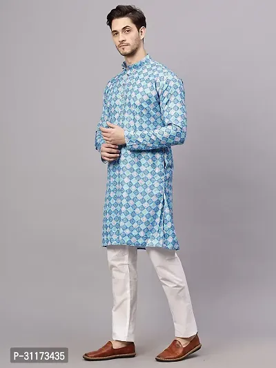 Reliable Olive Rayon Printed Knee Length Kurta For Men-thumb3