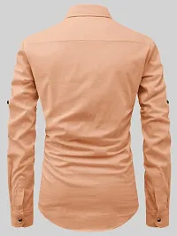 Reliable Peach Cotton Solid Short Length Kurta For Men-thumb4