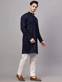 Reliable Blue Rayon Embroidered Kurta And Bottom Sets For Men-thumb3