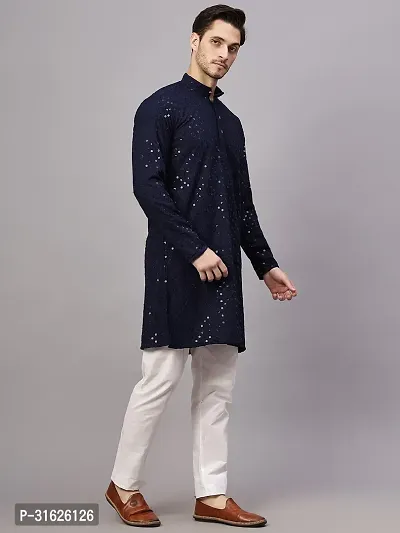 Reliable Blue Rayon Embroidered Kurta And Bottom Sets For Men-thumb4