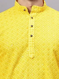 Reliable Yellow Rayon Embroidered Kurta And Bottom Sets For Men-thumb1