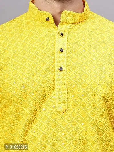 Reliable Yellow Rayon Embroidered Kurta And Bottom Sets For Men-thumb2