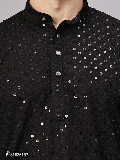 Reliable Black Rayon Embroidered Kurta And Bottom Sets For Men-thumb2