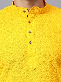 Reliable Yellow Rayon Embroidered Kurta And Bottom Sets For Men-thumb2