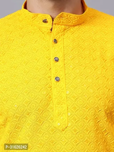 Reliable Yellow Rayon Embroidered Kurta And Bottom Sets For Men-thumb3