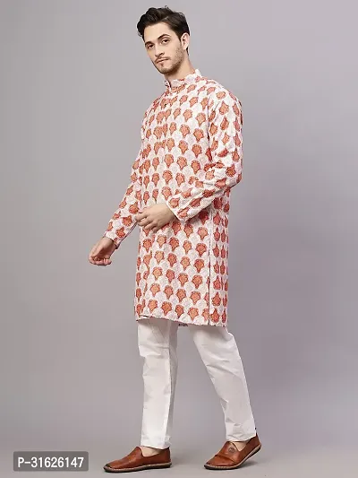 Reliable Orange Rayon Embroidered Kurta And Bottom Sets For Men-thumb3