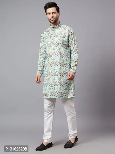 Reliable Olive Rayon Self Pattern Kurta And Bottom Sets For Men-thumb3