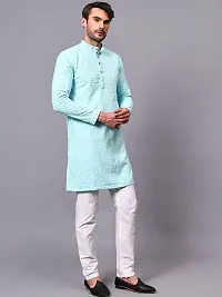 Reliable Olive Rayon Embroidered Knee Length Kurta For Men-thumb2