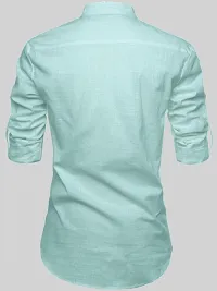 Reliable Turquoise Cotton Solid Short Length Kurta For Men-thumb2