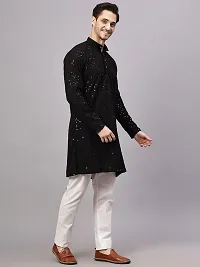 Reliable Black Rayon Embroidered Kurta And Bottom Sets For Men-thumb3