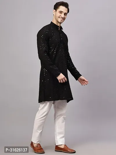 Reliable Black Rayon Embroidered Kurta And Bottom Sets For Men-thumb4