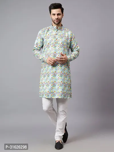 Reliable Olive Rayon Self Pattern Kurta And Bottom Sets For Men-thumb2