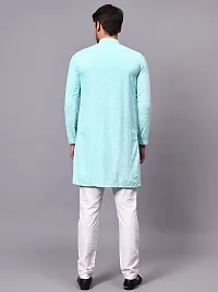 Reliable Olive Rayon Embroidered Knee Length Kurta For Men-thumb4